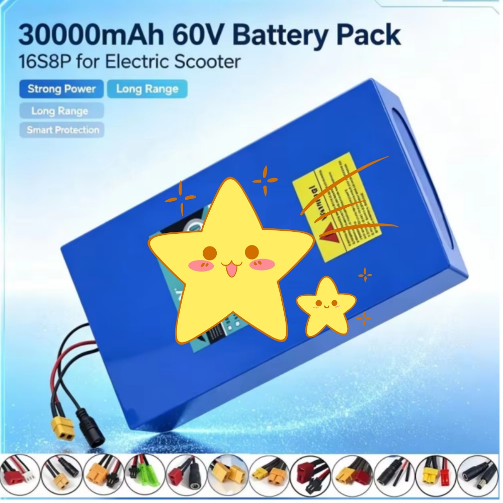 60V 30Ah Electric Scooter Battery - 16S8P, 1000W-3000W, 60V, 30Ah 고용량 18650