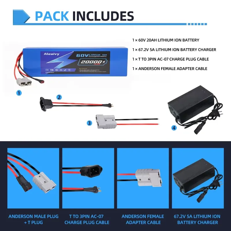   전기 오토바이, 스쿠터, 자전거용 60V 20AH  - 60V 30Ah Electric Scooter Battery 리뷰 및 가격